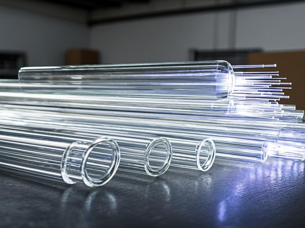 Glass lighting components and optical fiber rods for LED illumination