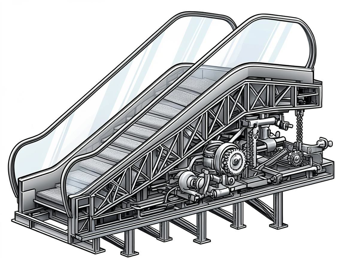 Escalator Cross-Section Diagram - Moving Stairway Components